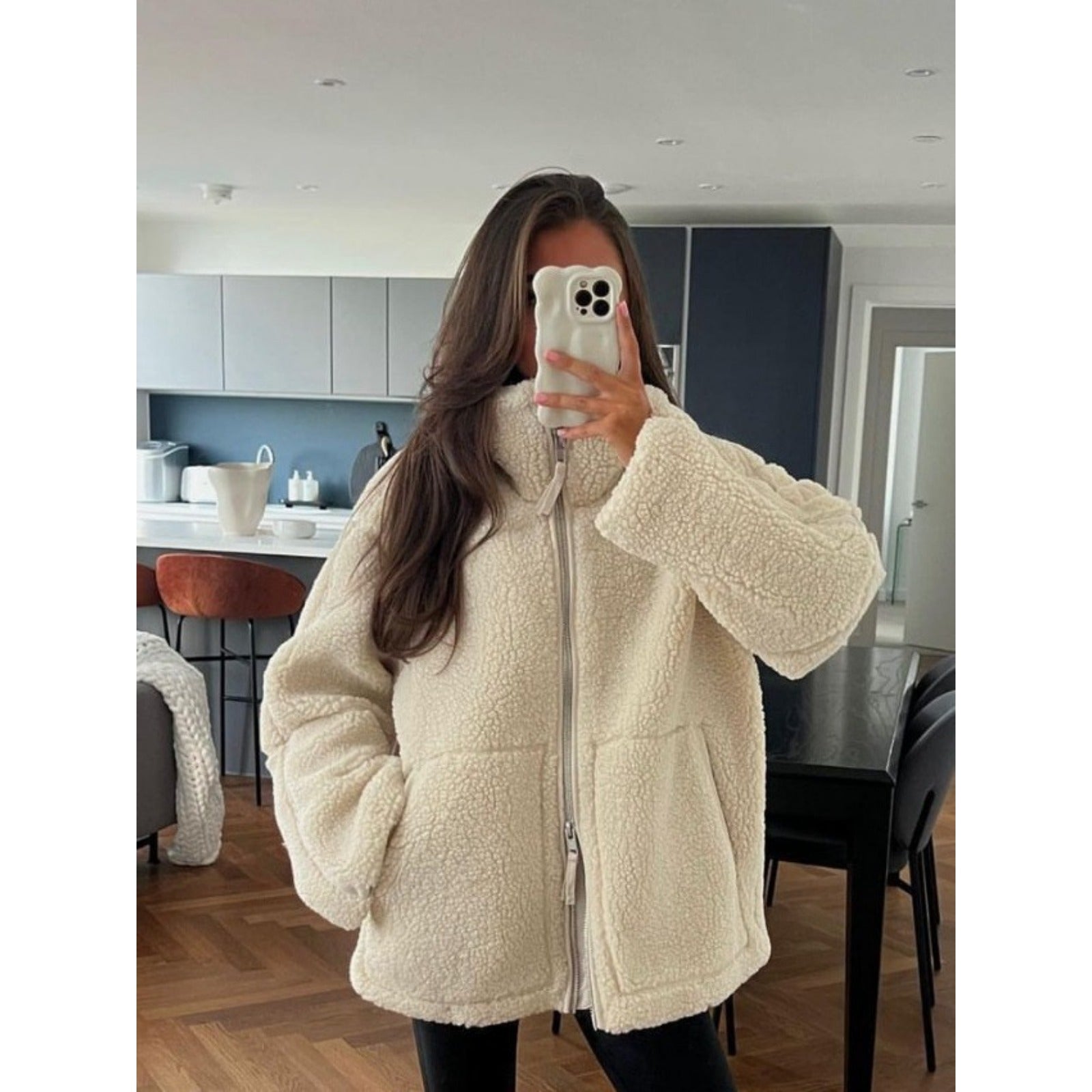 Wholesale Autumn and Winter New Solid Color Languid Style Lambswool Turtleneck Coat